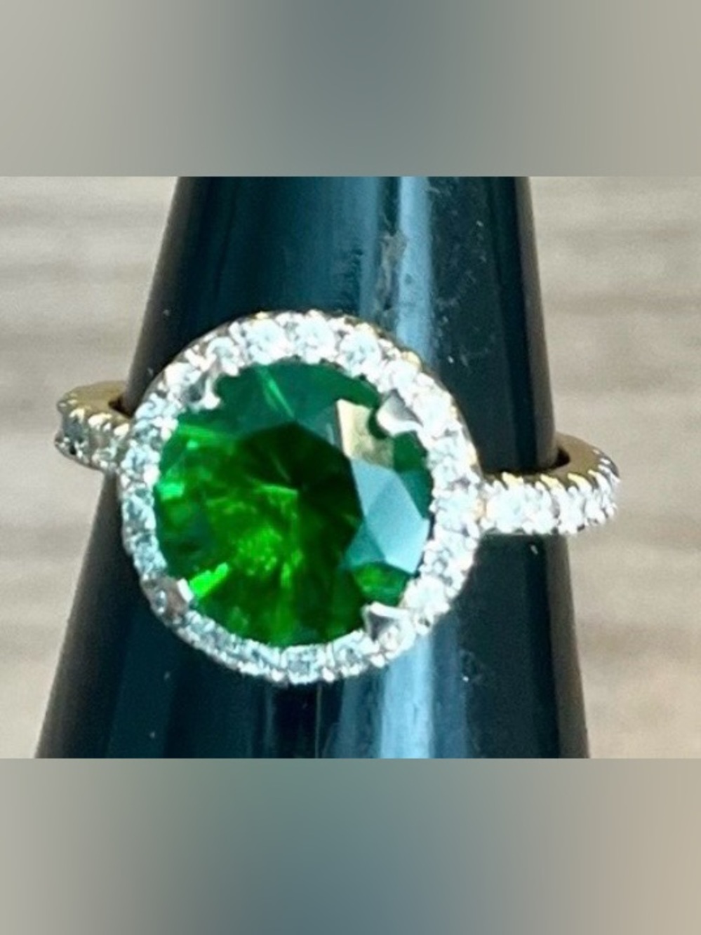 Emerald Green Halo Cocktail Ring - Women's Jewelry